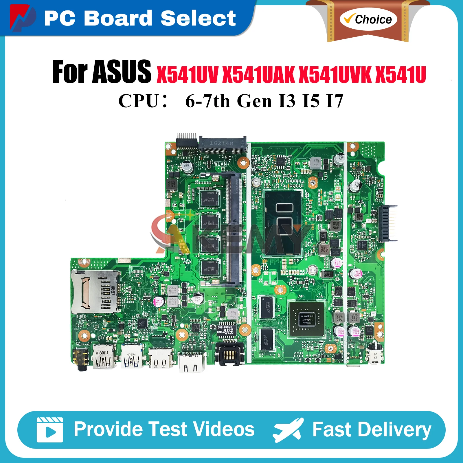 

X541UV Материнская плата для ноутбука ASUS VivoBook X541UV X541UAK X541UJ A541U F541U A541U X541UVK R541U X541U Материнская плата I3 I5 I7 CPU