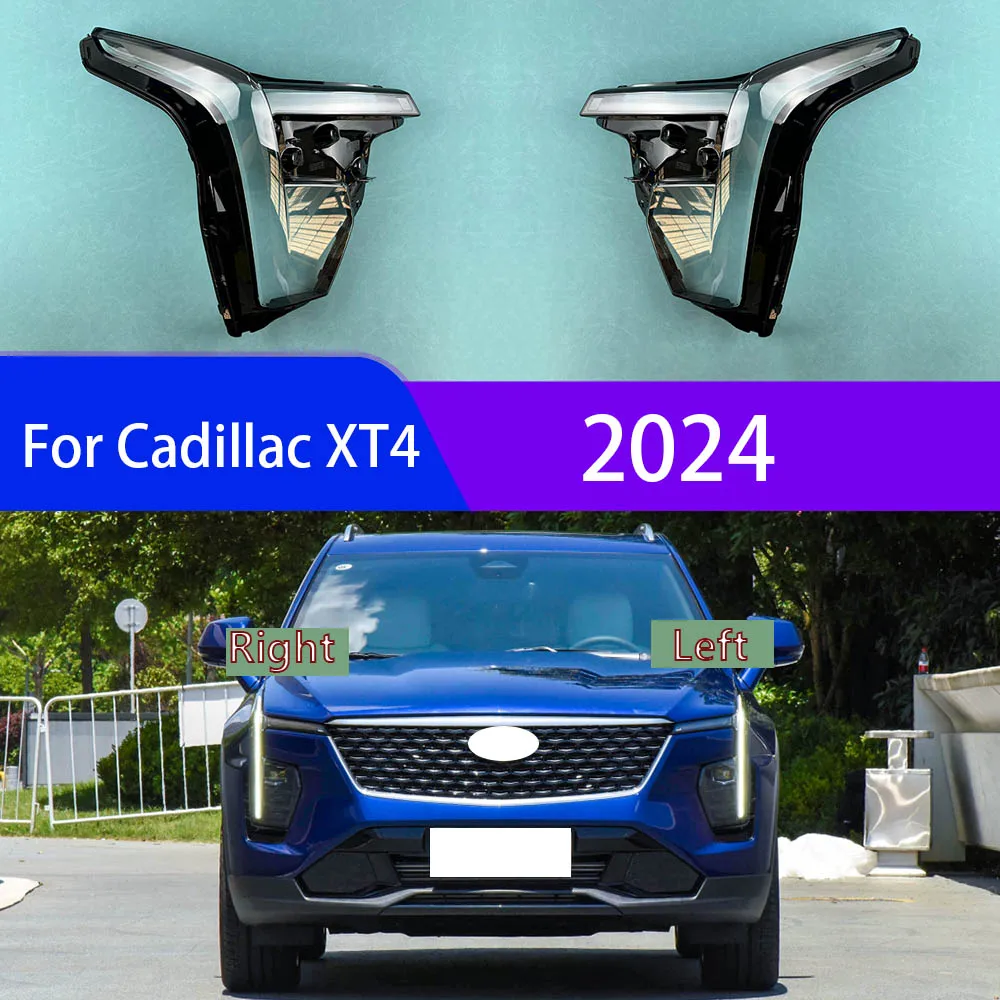 For Cadillac XT4 2024 Front Headlight Cover Transparent Lamp Shade Headlamp Shell Lens Plexiglass Replace Original Lampshade