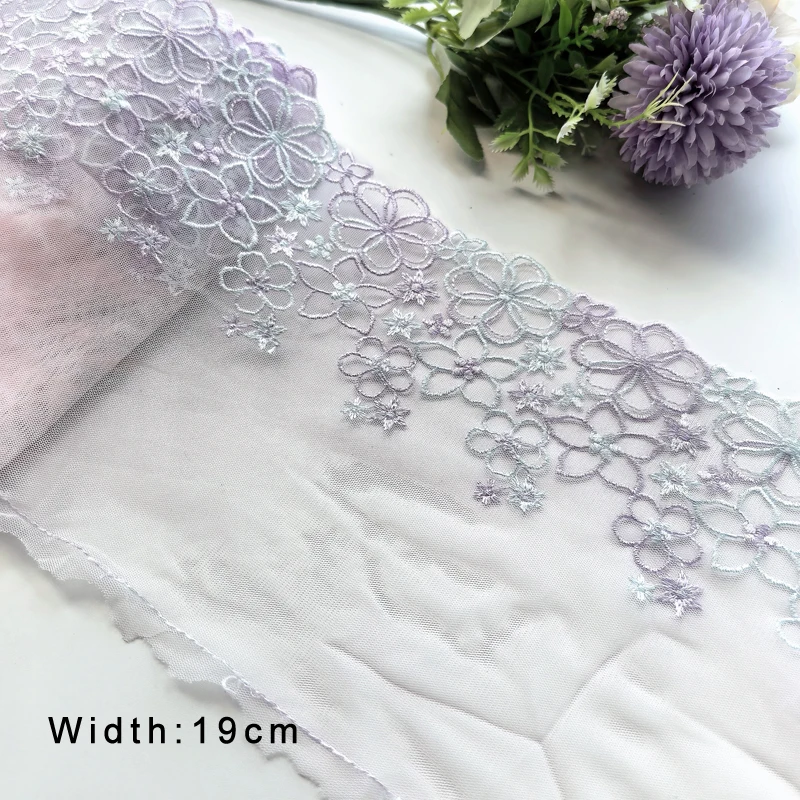 1Yard 17-26cm Multicolor Mesh Embroidery Lace Trim, Handmade DIY Needlework, Sewing Doll Dress, Clothing Material