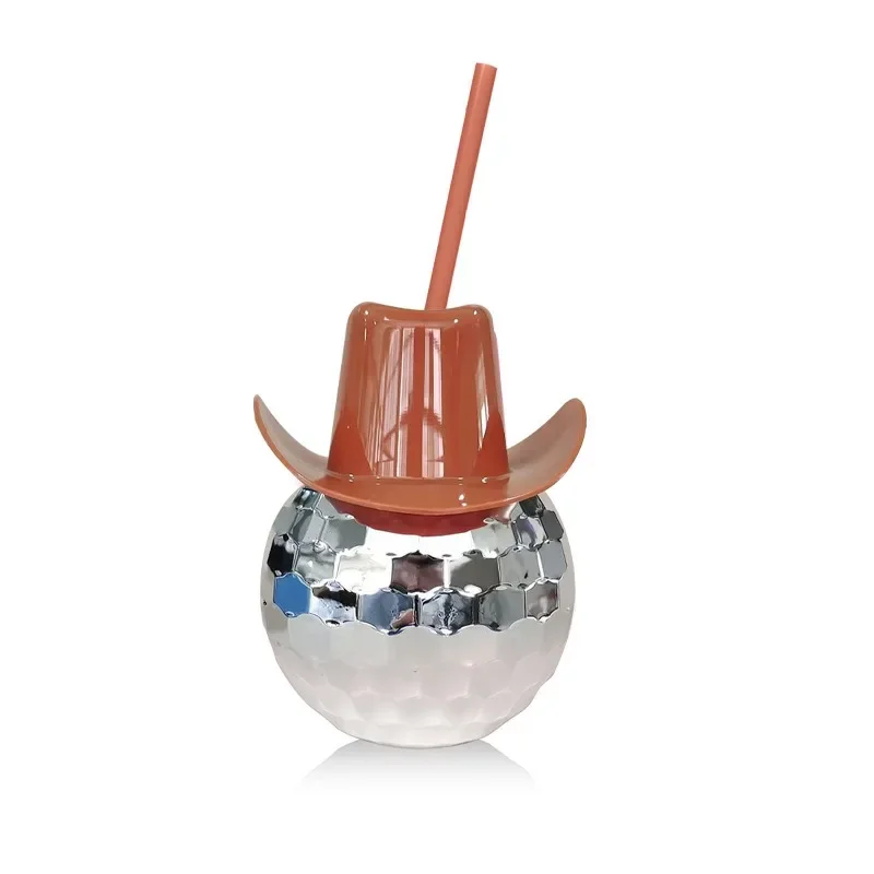 Cowboydiscoballcup Ball Straw Cup Special-shaped Girl Cup Disco Cowboy Hat Cup Flash Ball Cup