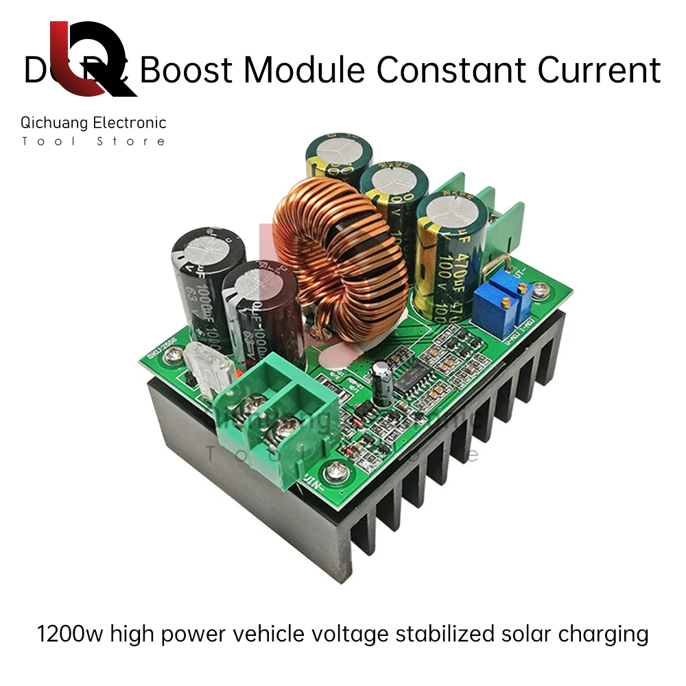 

1200 Вт DC-DC Повышающий преобразователь DC10-36V До DC12-80V Повышающий модуль питания 20A Регулируемое постоянное напряжение тока