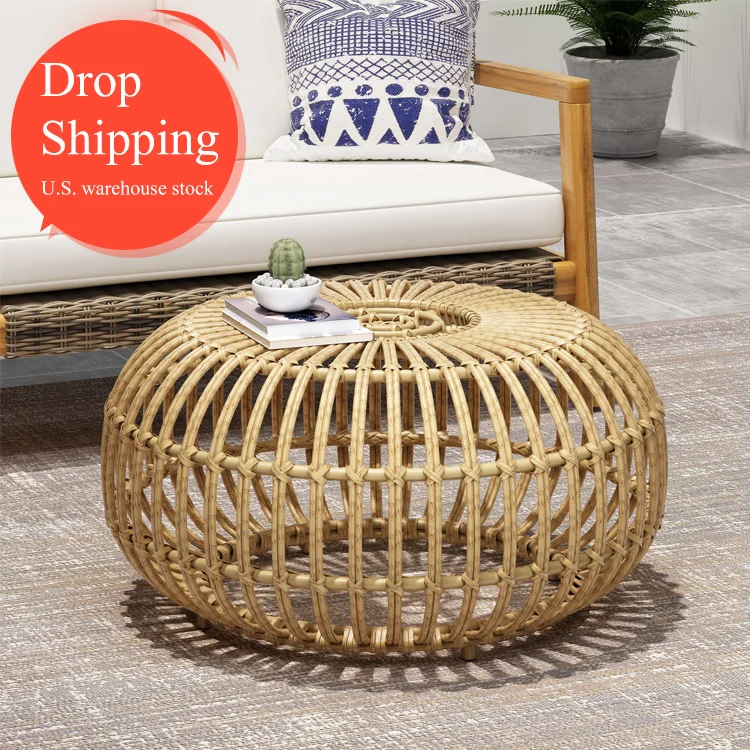 within the U.S. Outdoor Modern Boho Rattan Furniture Coffee Table Round