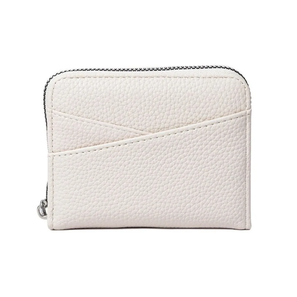 

Portable Short PU Leather Wallet Multiple Card Slots Zipper Coin Pouch Solid Color Large Capacity Organ Card Holder Men