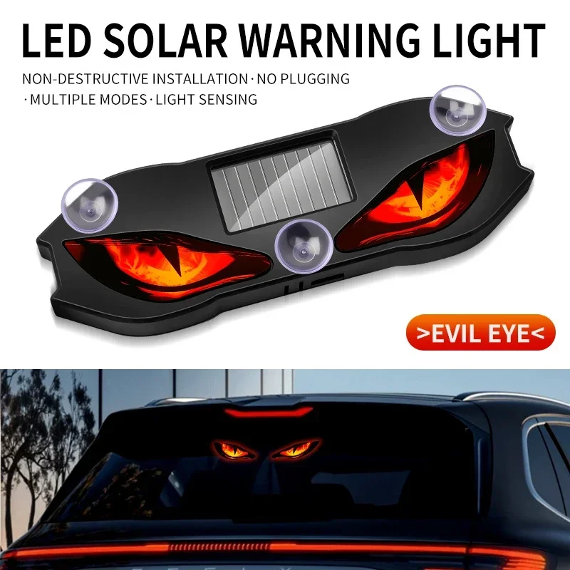 Solar Powered Car Neon Light Wireless Cool DEMON EYE Led Ambient Light Suction Cup USB Rechargeable Atmosphere Breathing Lamp