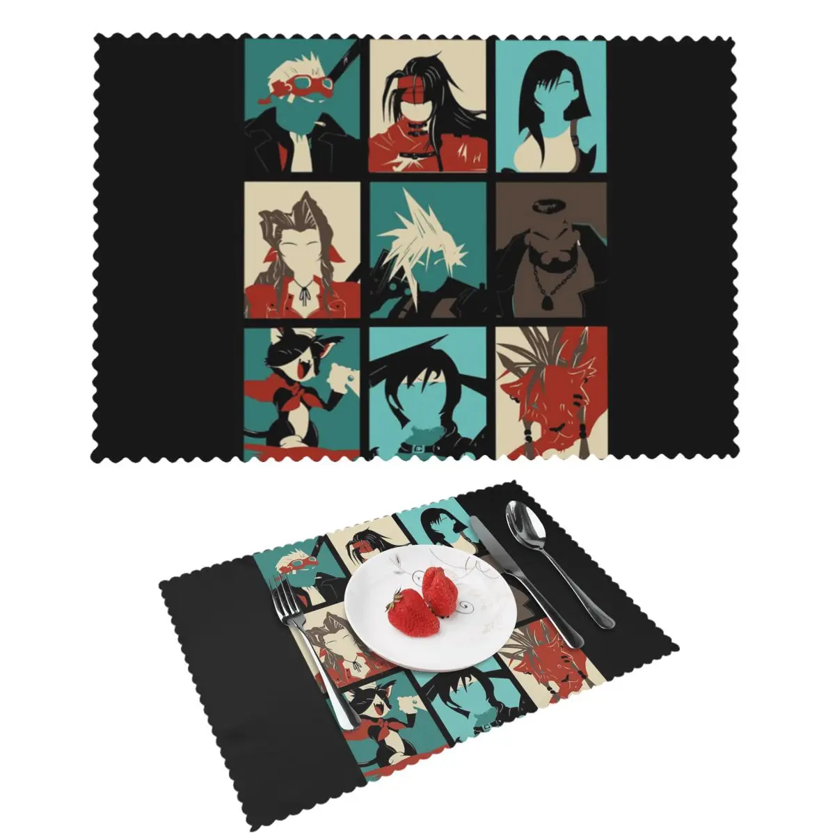 Mantel Individual Fantasy Final Seven, tapete antideslizante para mesa de comedor, posavasos, decoración del hogar, esteras súper absorbentes