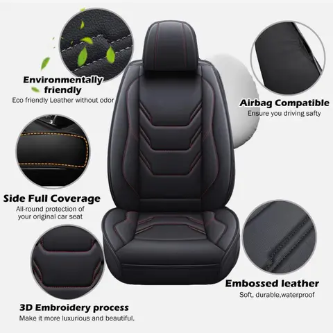 Car Seat Covers PU Leather Universal Sedan SUV For Honda Accord /Civic /CR-V Car Seats Covers Full Set 5-Seats Cushion Leather 10 best sales honda civic 2008 seat covers - №6