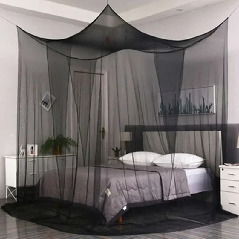 Large Four Door Square Mosquito Net Breathable Polyester Mesh Cover Suitable for Camping Insect Proof Summer Tent Bed Room Decor