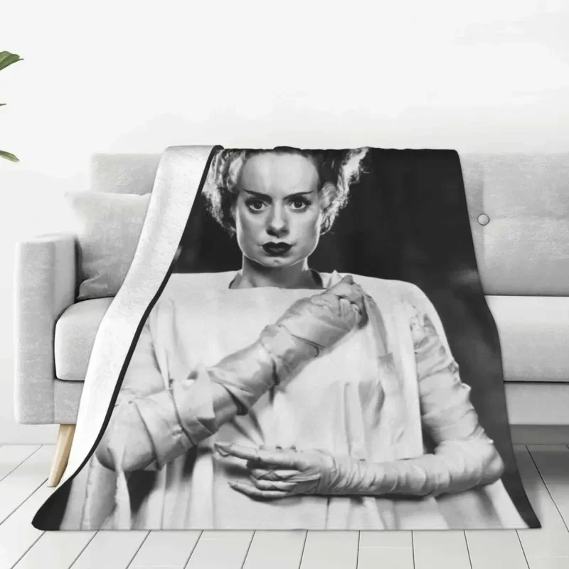 Classic Bride Of Frankenstein Blankets Warm Flannel Horror Film Throw Blanket for Home Bedroom Sofa