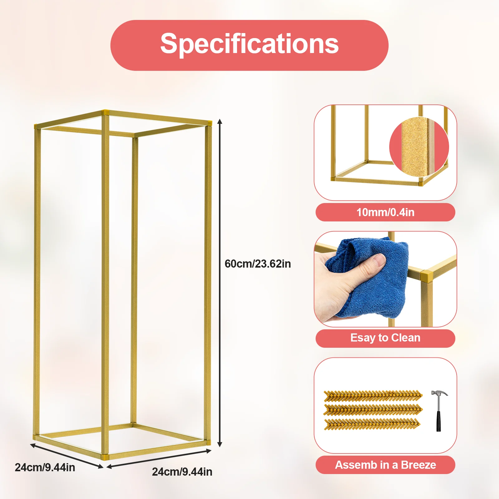 10 قطعة 23.62 بوصة حامل زهور معدني قطع مركزية للطاولة طويل القامة ترتيب الزهور الذهبية هندسية ذاتية الصنع لحدث حفل الزفاف