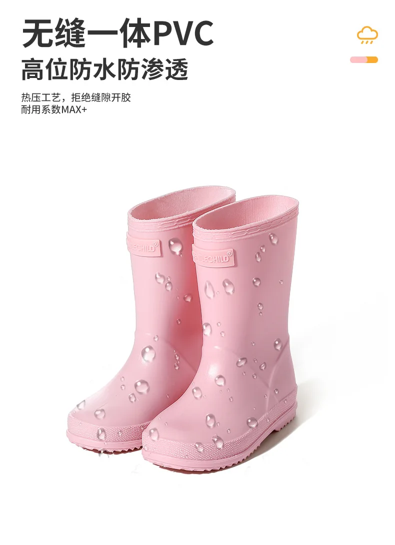 Neue Baby-Regenstiefel in Unifarben mit Gummisohle, rutschfeste, wasserdichte Gartenschuhe für Jungen und Mädchen, lässige Kinderstiefel bis zum Knie – Detail 6