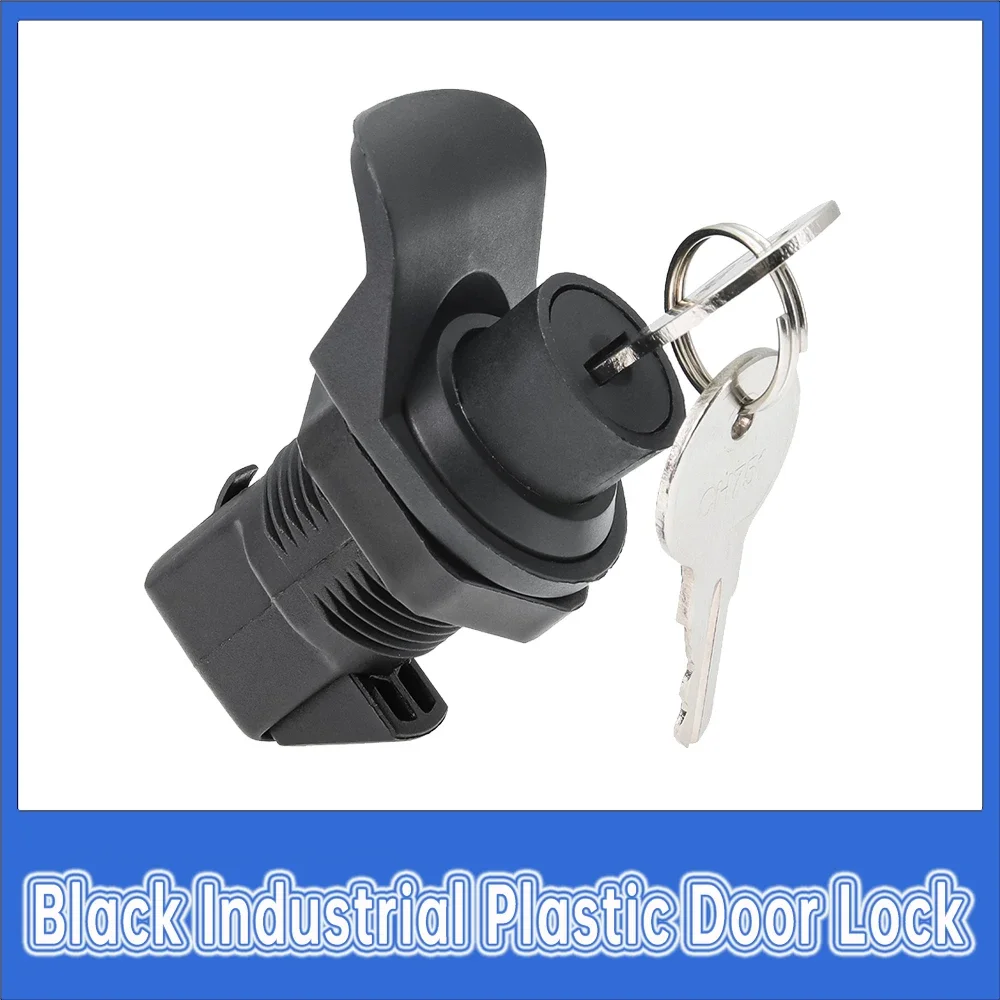 1 PCS Black Industrial Plastic Door Lock Latch Button Lock with 2 Keys  for Boat RV Motorhome Home Furniture Safety Lock