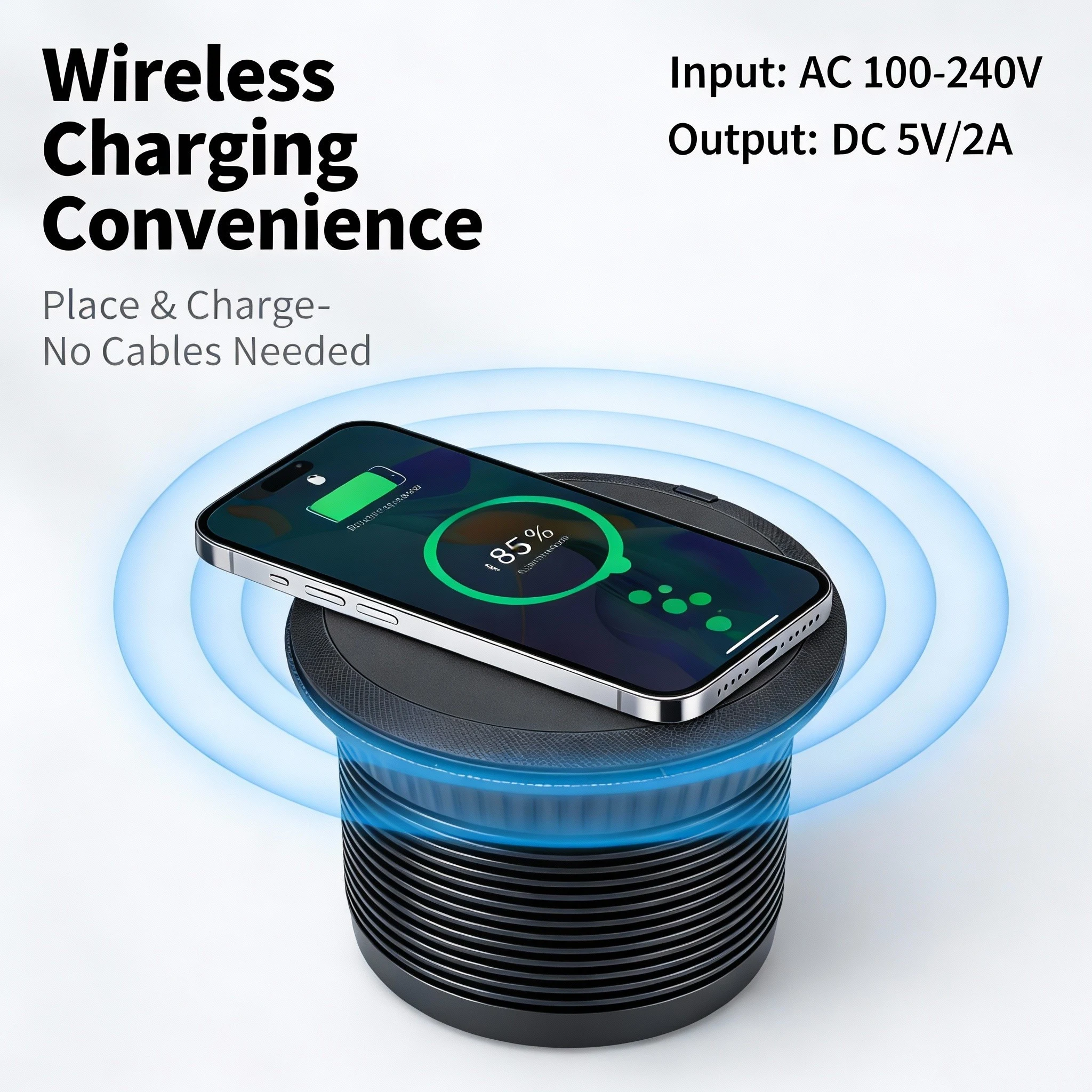 FUNAYA Embedded Circular Desktop EU KR Socket with USB TYPE-C Wireless Charging Built-in Desk Countertop Table Extension Outlets