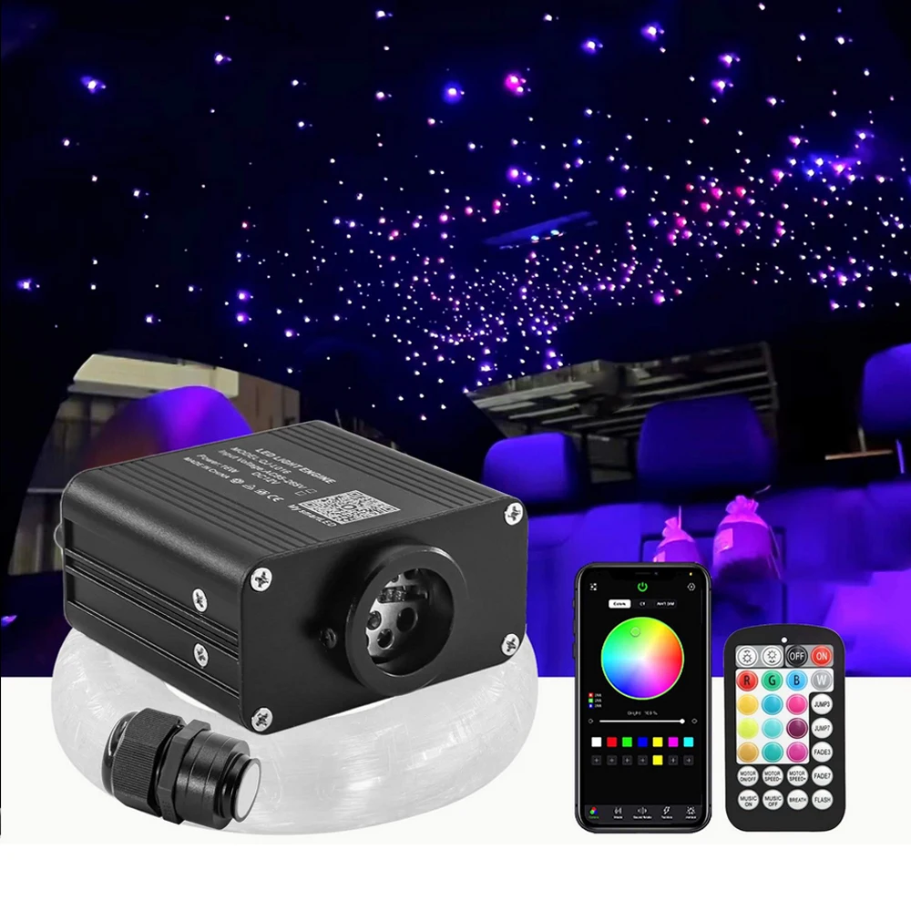 

16W RGBW Twinkle Starry Sky Car Roof Star Ceiling Light Kit Music Control Bluetoothapp Car Interior Fiber Optic Ambient Lamp