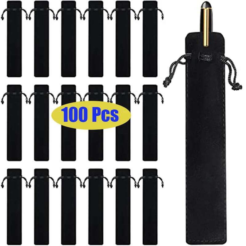 100pcs-black-velvet-drawstring-pen-pouches-slim-175x35cm-soft-velvet-gift-storage-bags-multi-use-pen-sleeve-for-pen
