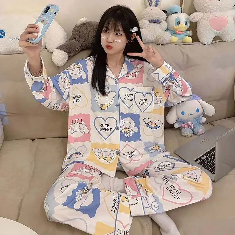 Sanrio pajamas cartoon long-sleeved trousers Yugui dog women's suit casual Sanrio women's loungewear cartoon Yugui dog pajamas