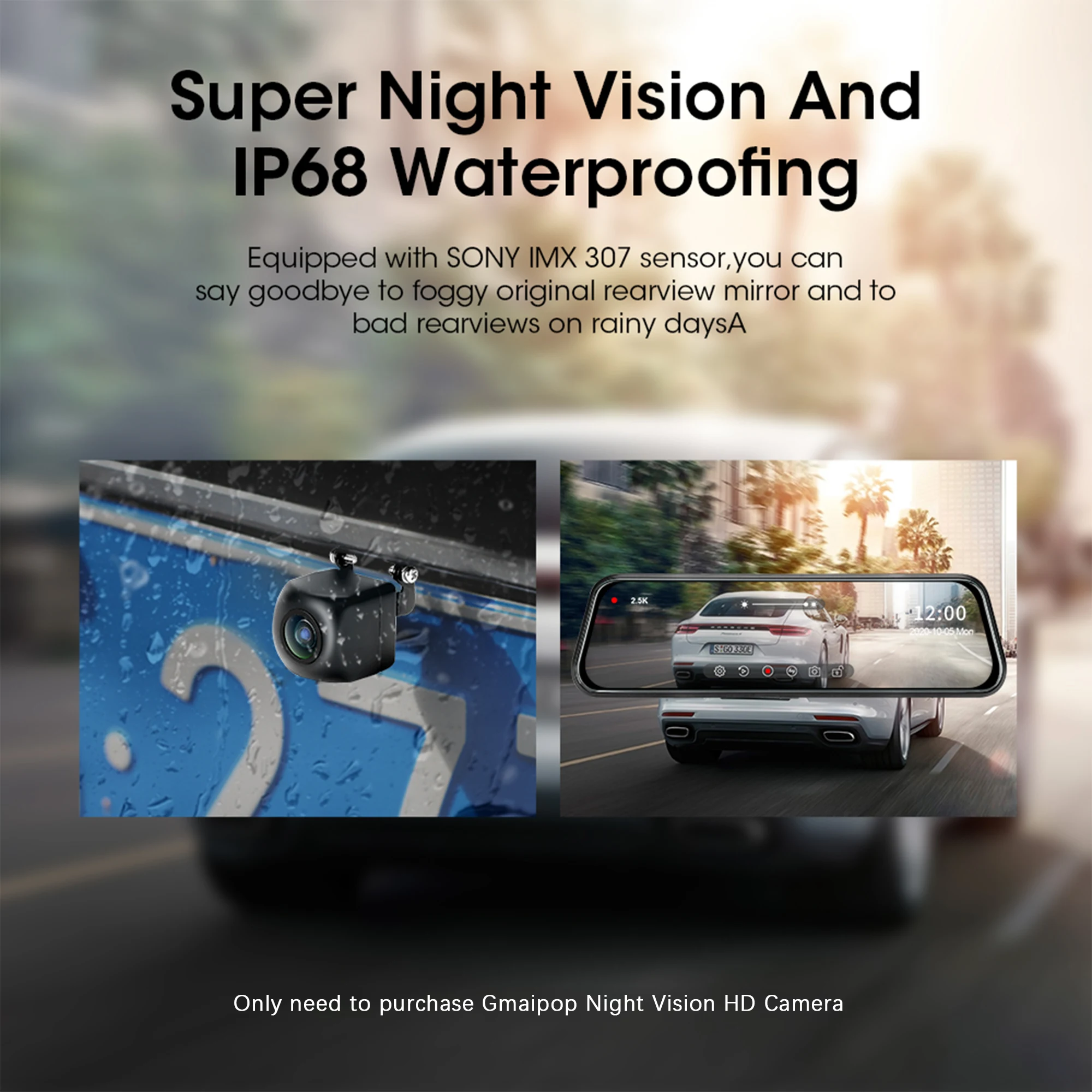 كاميرا داش كام مرآة للسيارة شاشة تعمل باللمس مسجل فيديو مرآة الرؤية الخلفية داش كام كاميرا أمامية وخلفية مرآة DVR الصندوق الأسود