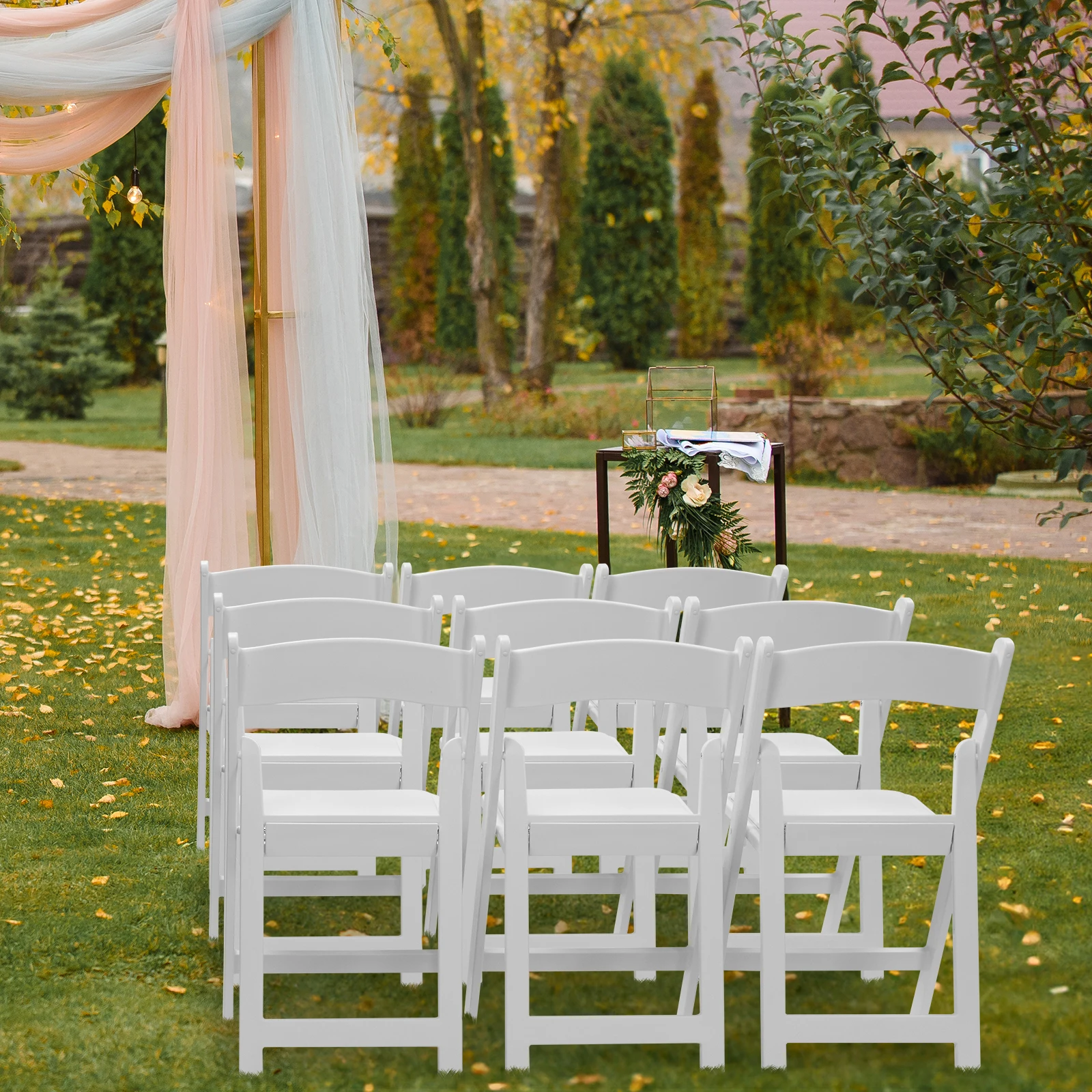 Chaises Pliantes Confortables d'Niket d'Extérieur, Chaises Blanches pour Événement, Maison, ix, Pique-Nique, École, Mariage, 4 Paquets