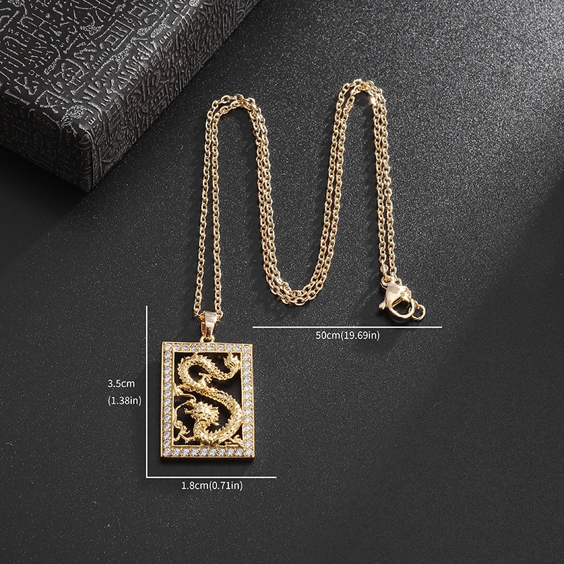 Exquisite Zircon Inlaid Twelve Zodiac Dragon Pendant Necklace Suitable for Women's Lucky Charm Amulet Jewelry image 5