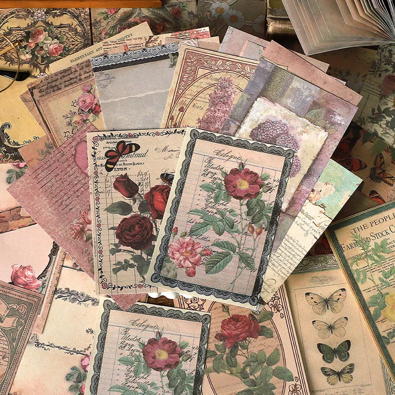 

Бумага для скрапбукинга Mr.Paper, 100 листов, винтажный цветочный узор с бабочками – ретро-декор для коллажей, фотоальбомов и канцелярских принадлежностей