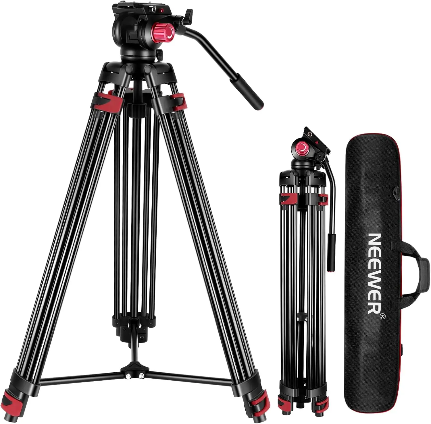 NEEWER 200cm Videostativ, robustes Aluminiumlegierungs-Stativ mit 360°-Drehung °   Glatter Gleitkopf, QR-Platte Kompatibel mit Canon, Nikon, Sony und Anderen DSLR-Kameras