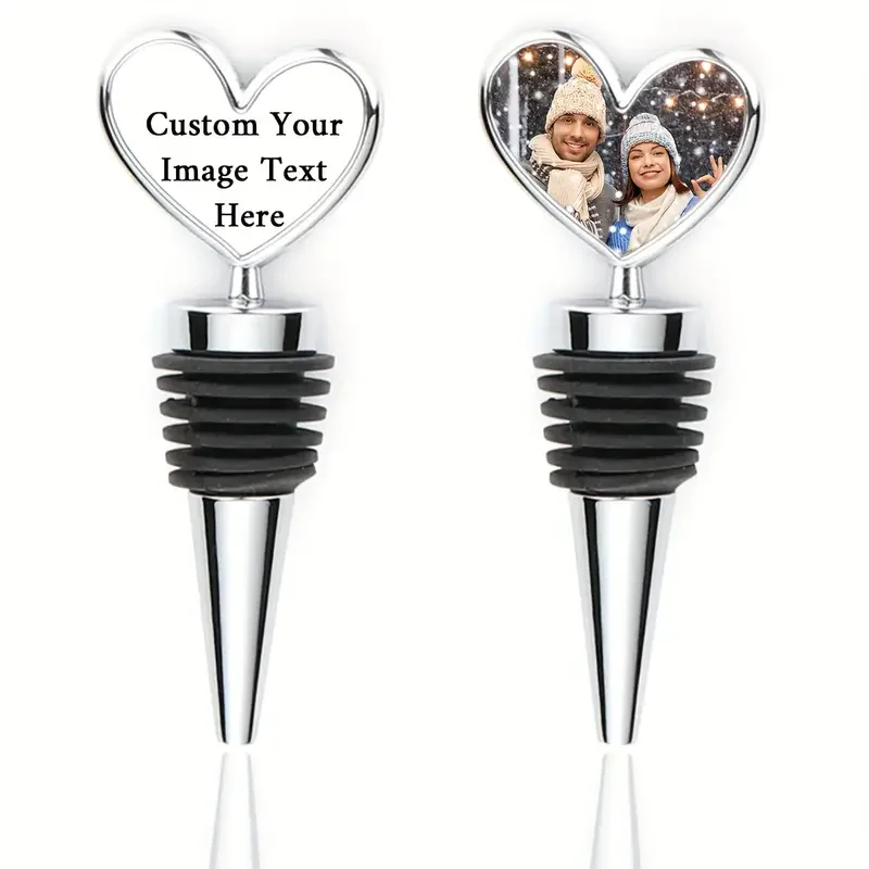 Personalized Wine Stopper with Custom Photo & Name - Perfect Valentine's Day Gift for Him or Her, Reusable Silicone Cork for Bev