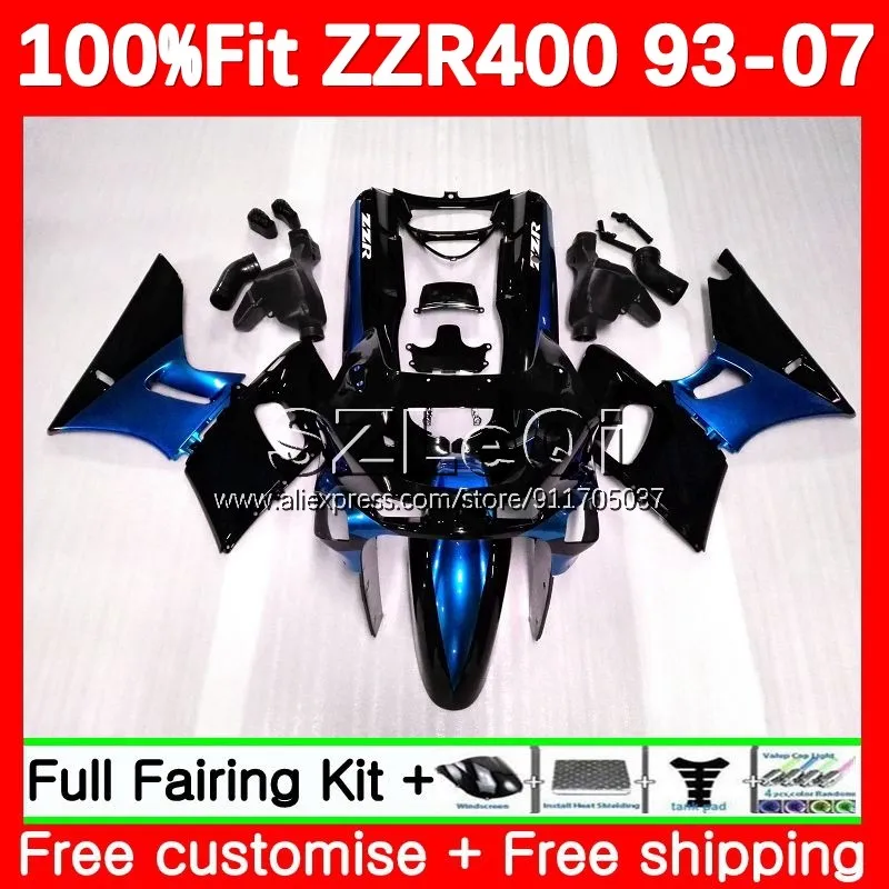 ZZR-400 For KAWASAKI NINJA ZZR400 93 94 95 96 97 98 99 119No.120 ZZR 400 2001 2002 2003 2004 2005 2006 2007 Fairing Blue black