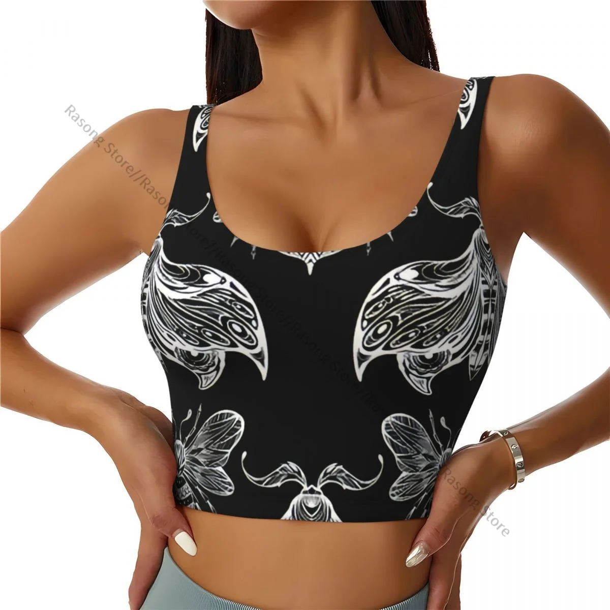 

Women Sexy Sports Vest Boho Bee And Moth Female Streetwear Sport Lingerie Tee Crop Top