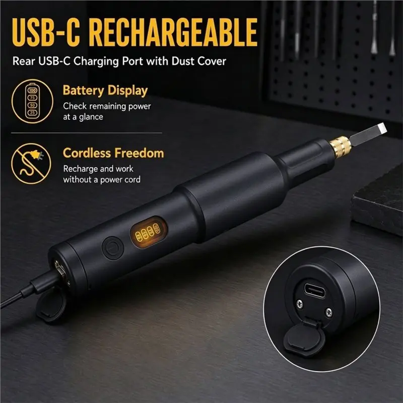 BMBY-Cordless USB-C Rechargeable Electric Carving Tool Set-Wood Carving Chisel Kit With 20 Blades Power Carving