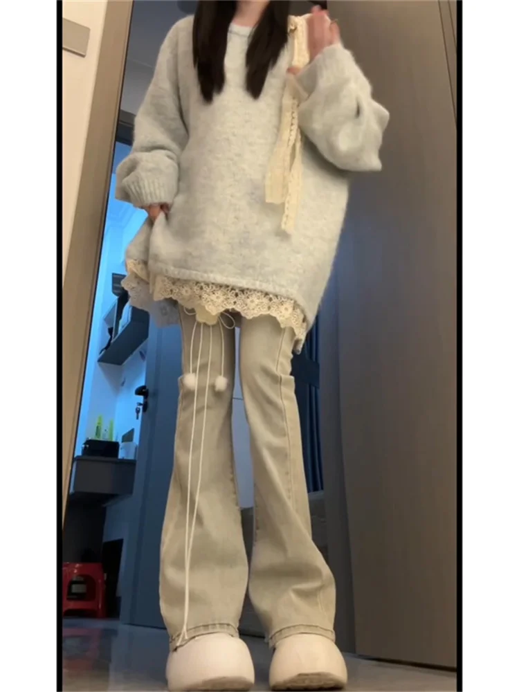 سترة نسائية أنيقة وحلوة بتصميم عقدة على الكتف، موضة ربيع 2026 الجديدة، بلوزة محبوكة جميلة على الطراز الكوري بقصة عادية