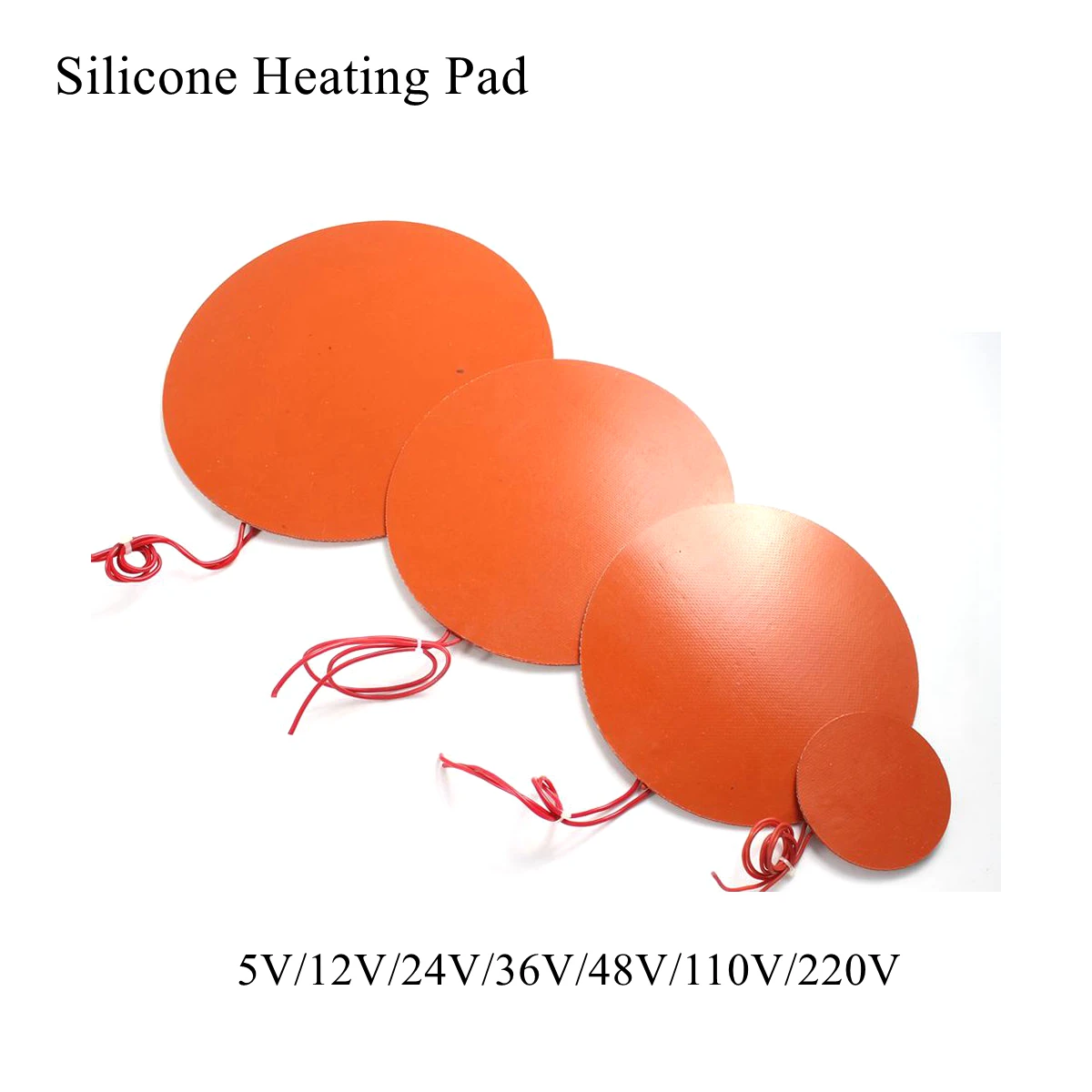 5V 12V 24V 110V 220V Silicone Rubber Heating Pad Round Circle Heater Oil Engine Tank Mat Plate Fuel Water Waterproof 3D Printer