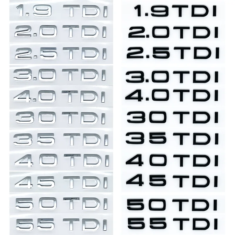2,0 2,5 3,0 4,0 TDI 30 35 40 45 50 55 Emblema TDI Estilo De Coche Pegatina 3D Insignia De Logotipo ABS Para A1 A3 A4 A5 A6 A7 A8