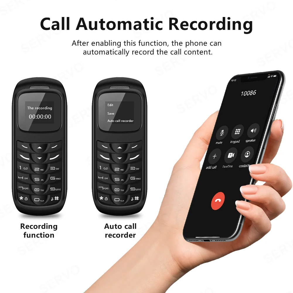 SERVO BM70 2G GSM Mini Mobile Phone Dual SIM Card Auto Call Record Bluetooth Call Blacklist Magic Voice Mini Portable Cellphone