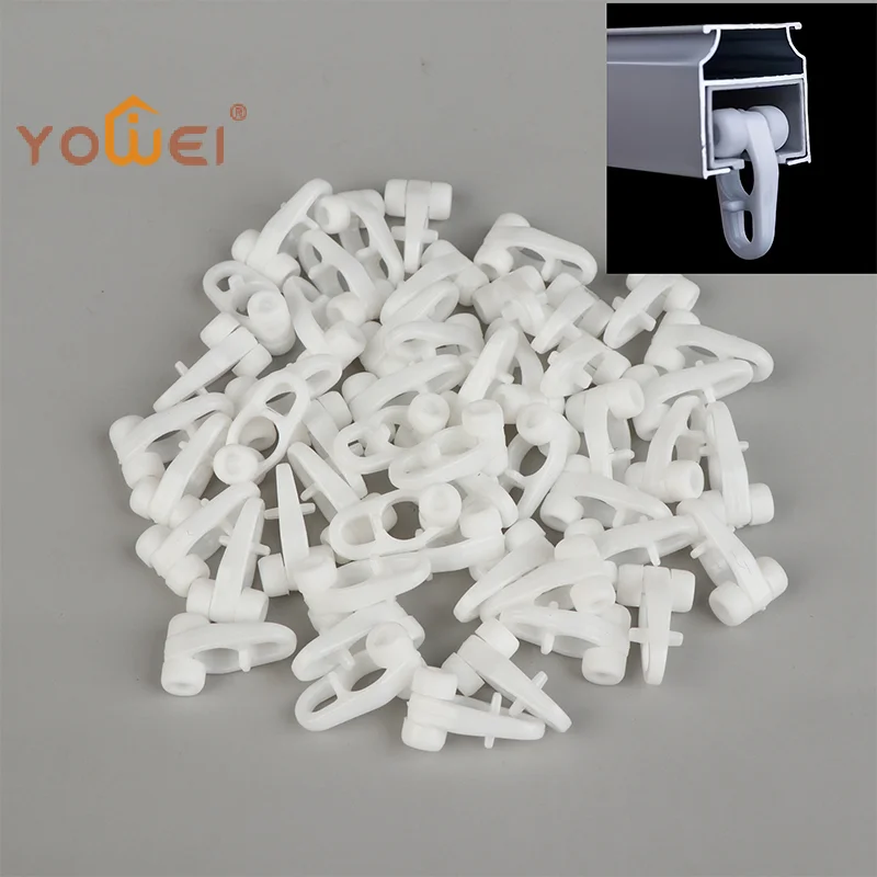 Latest 50pcs Of Lightweight Curtain Rail Sliding Wheel Hook Type Universal Straight Rail Curved Rail Slider Curtain Hook Ring