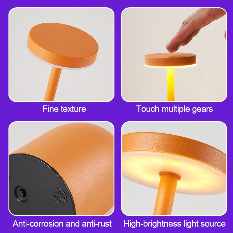 Lampu Meja LED Ruang Tamu Kamar Tidur Lampu Meja Dekorasi Meja Lampu Meja Dapat Diisi Ulang Peredupan Tiga Warna Lampu Meja Bentuk Gelas Anggur