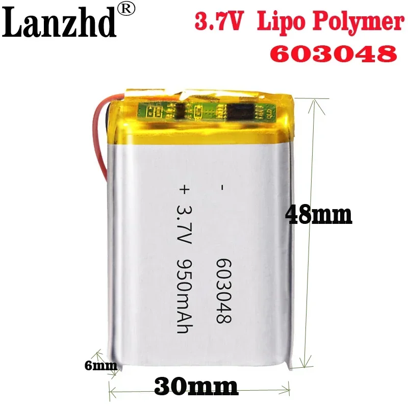 

Rechargeable 3.7V 900mAH 603048 polymer lithium ion / Li-ion battery for drone dvr mp5 GPS mp3 mp4 PDA PSP power bank spea