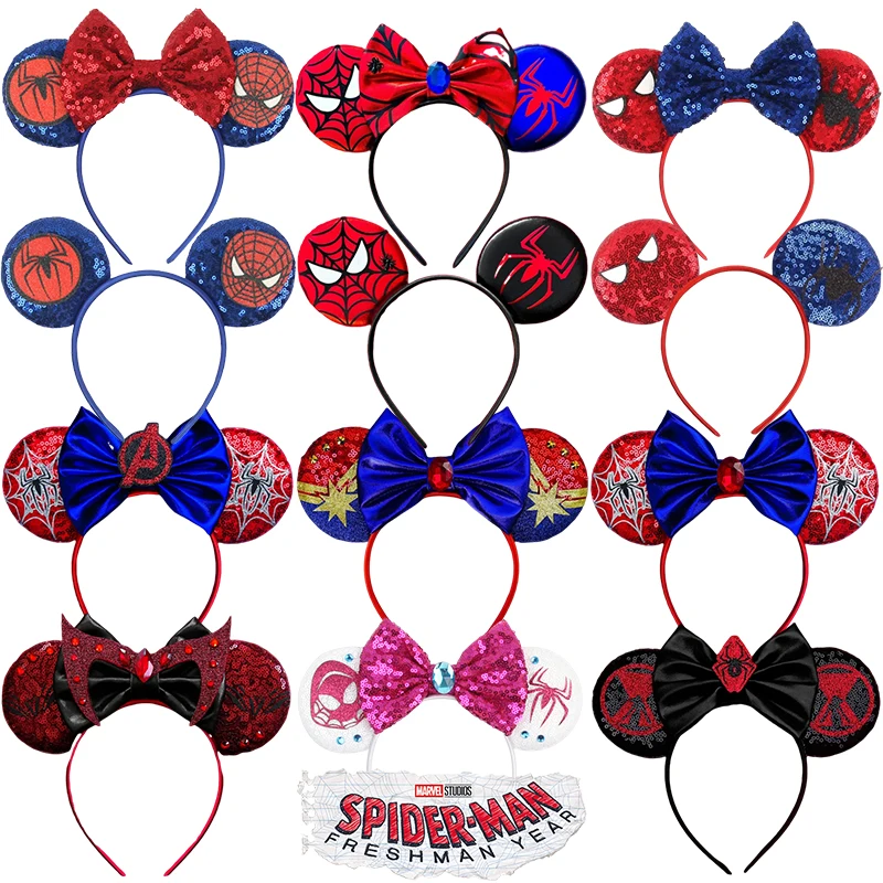 Disney Marvel Spiderman Headbands for Kids Girls Mickey Mouse Ears Hairband Women Bow Hair Accessories Child Headband Party Gift