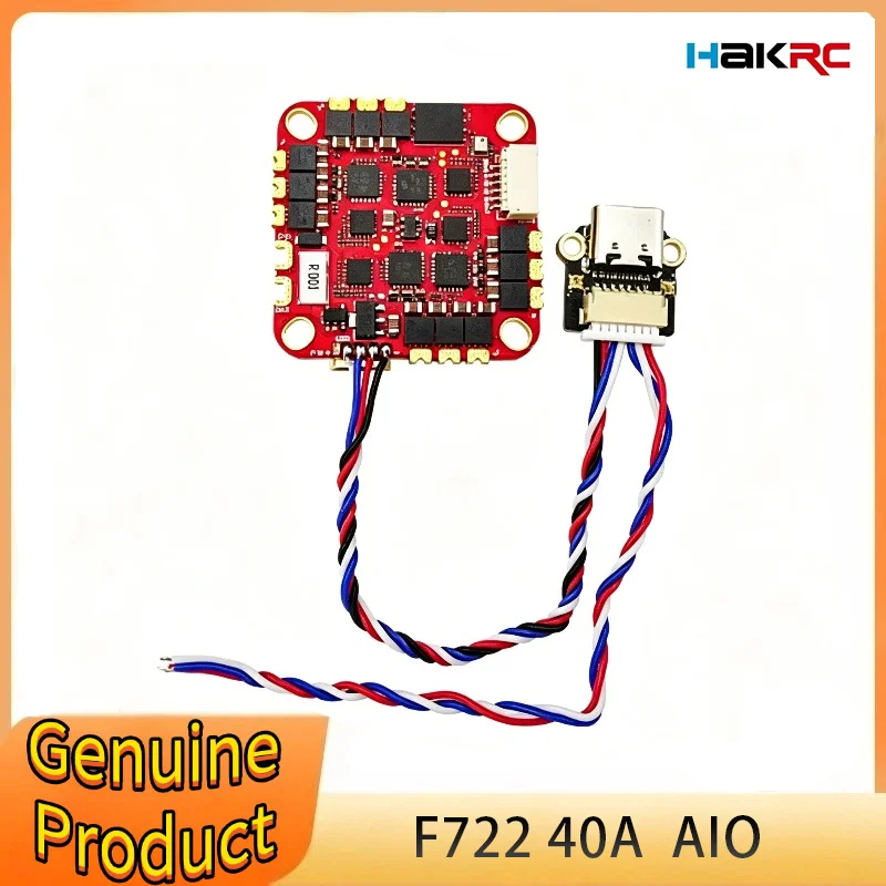 HAKRC F722 40A AIO Flight Controller Built-in 40A ESC STM32F722RET6 AT7456E OSD Barometer 5V/3A BEC Dual USB FPV