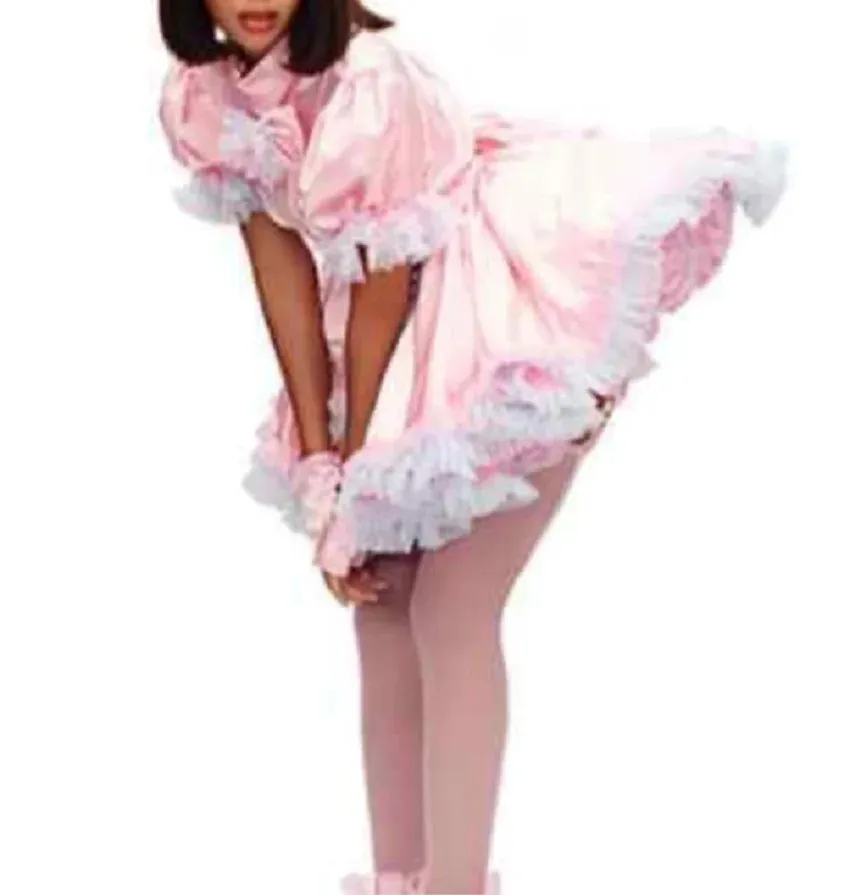 Sissy Hot Selling Sex Maid Pink Lockable Dress Cosplay costume Customized charm Halloween costume