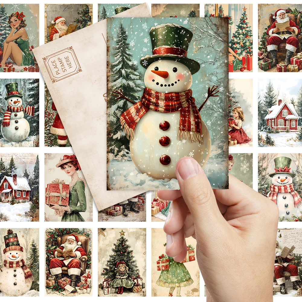 32 Stück Vintage-Weihnachtsillustrations-Postkarten, Sternkarte, Back-to-School-Weihnachtsschulbedarf, Wanddekorationskarte, Nachrichtenkarte,