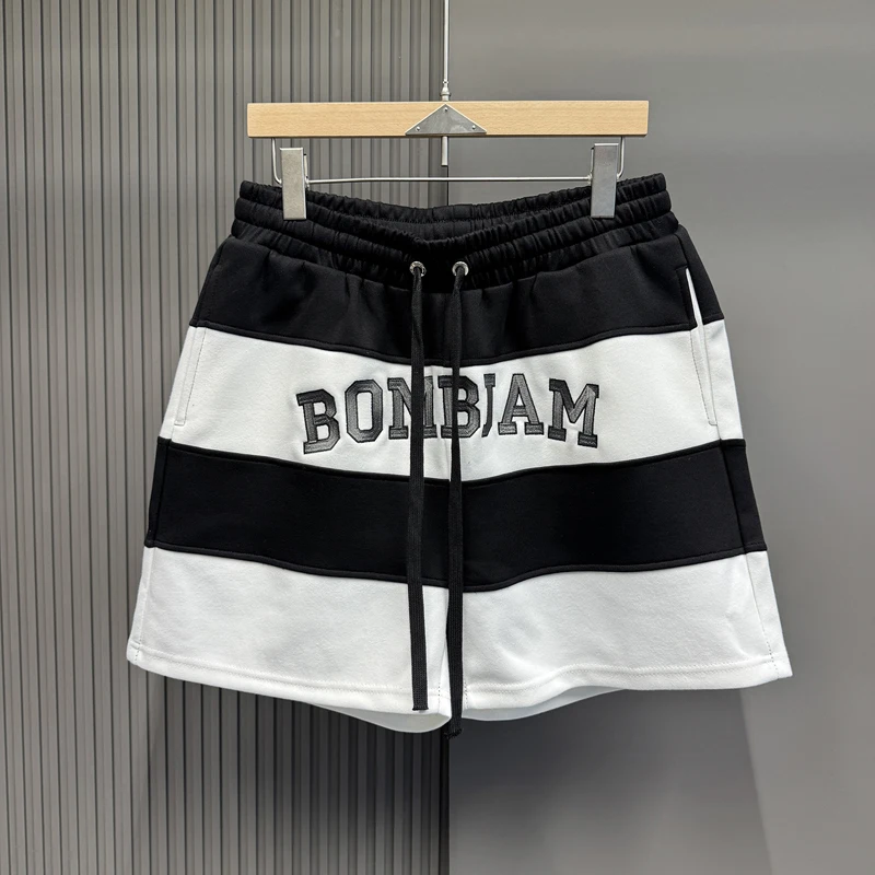 

Big Stripe Splice Color Basketball Shorts Shortpants Men Women Trendy Casual Loose Drawstring Short Pants Breeches