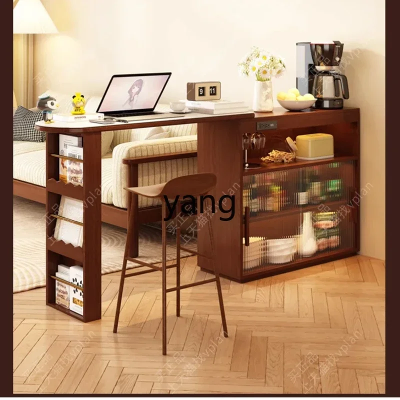 

LH retractable rock slab bar counter partition cabinet living room island table multi-functional storage side cabinet