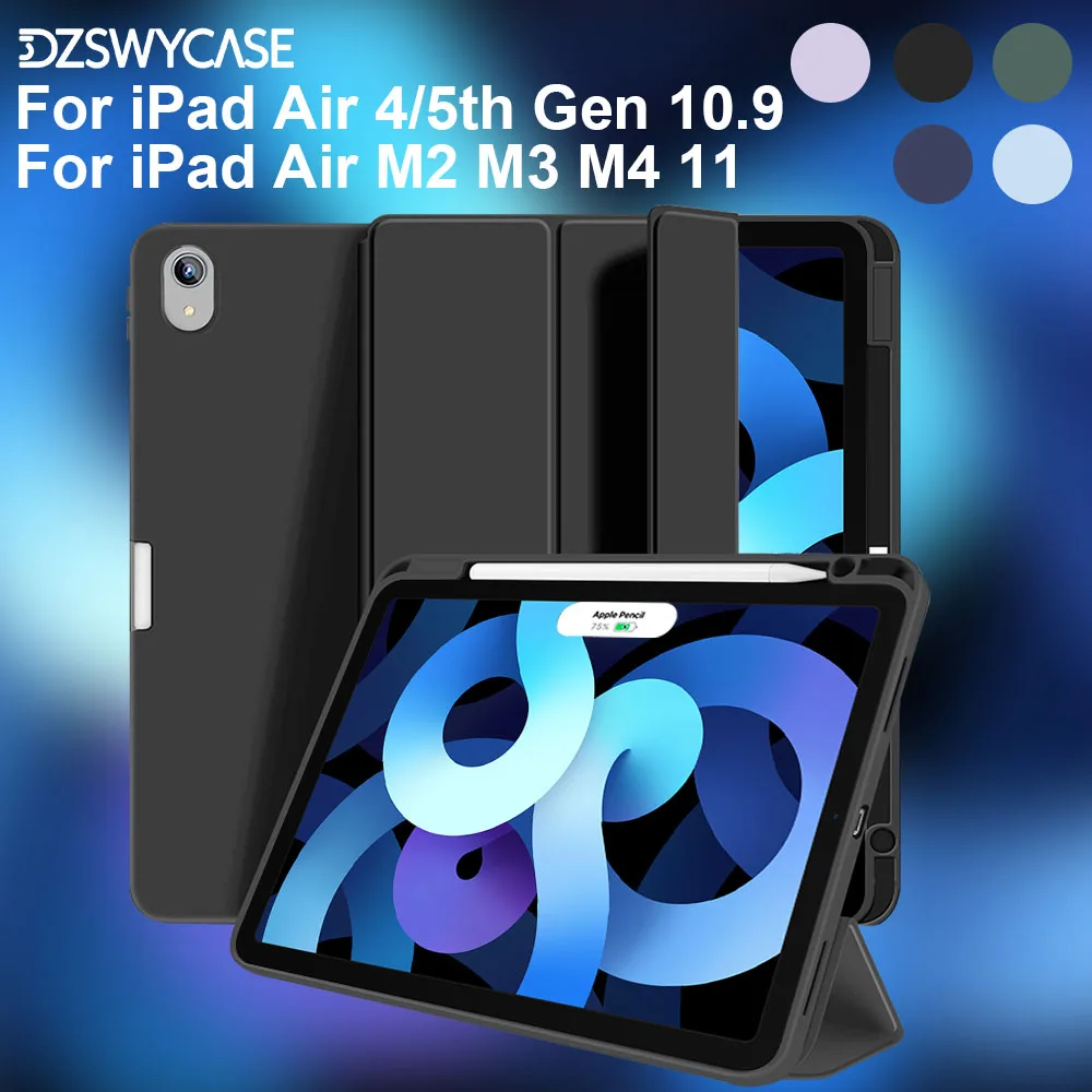 Case for iPad Air 11 Inch M3/M2/M4, iPad Air 10.9 inch 5th/4th Gen, with Pencil Holder, Auto Sleep / Wake,Trifold Stand Cover