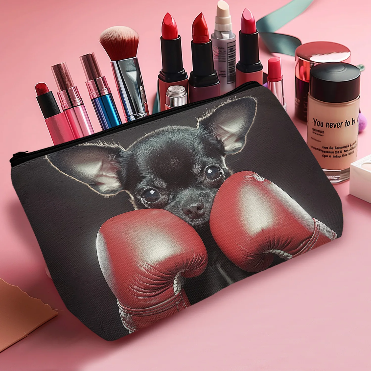 1Pc Incredible Boxer Dog Cosmetic Bag Durable And Stylish Zippered Portable Women'S Cosmetic Bag Suitable For Daily And Travel