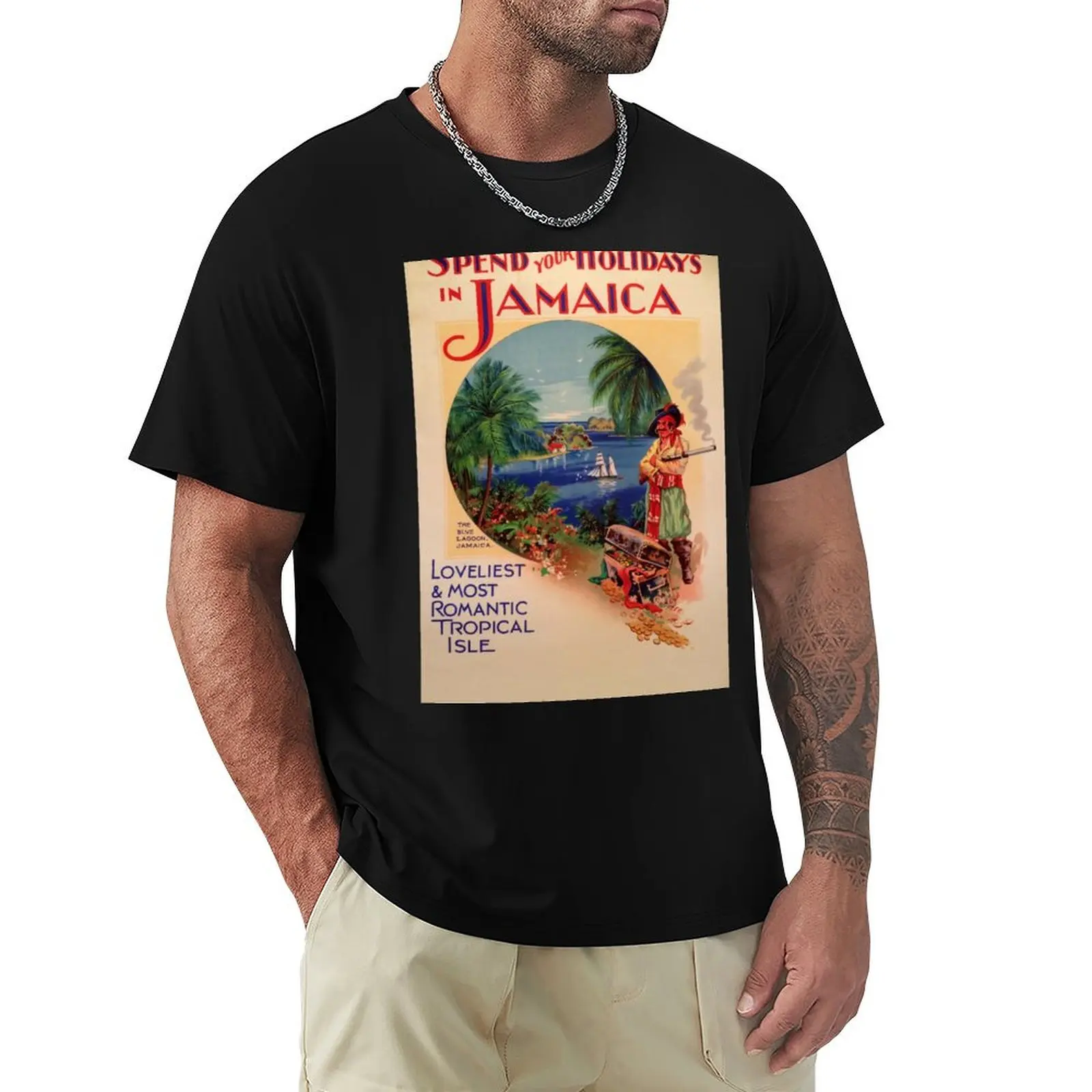 Spend your Holidays in Jamaica vintage travel poster T-Shirt Plus Size Everyday Tee Shirt