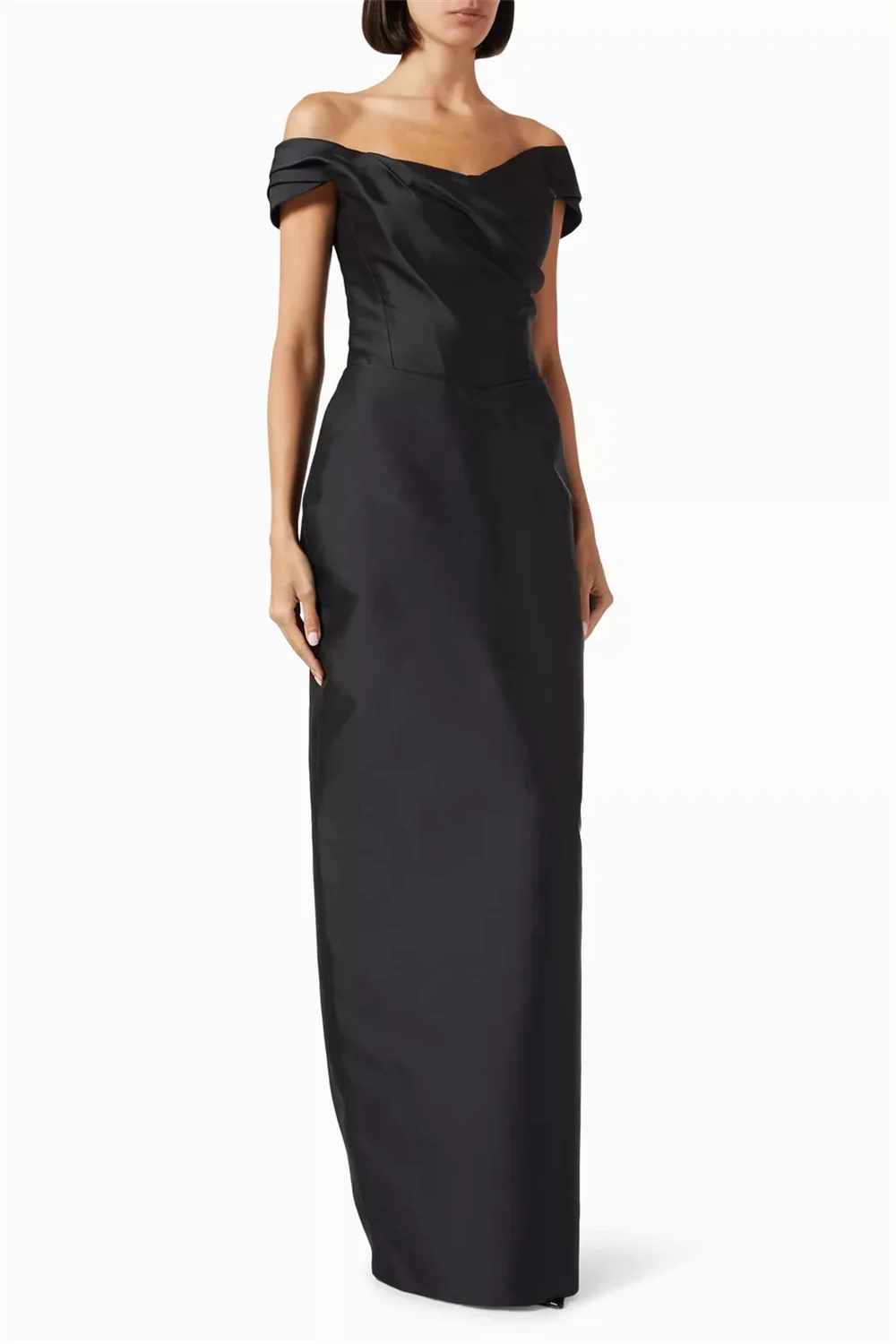 

Плиссированное вечернее платье без бретелек по индивидуальному заказу для женщин, вечернее платье с короткими рукавами и открытыми плечами, торжественное платье для выпускного вечера длиной до пола