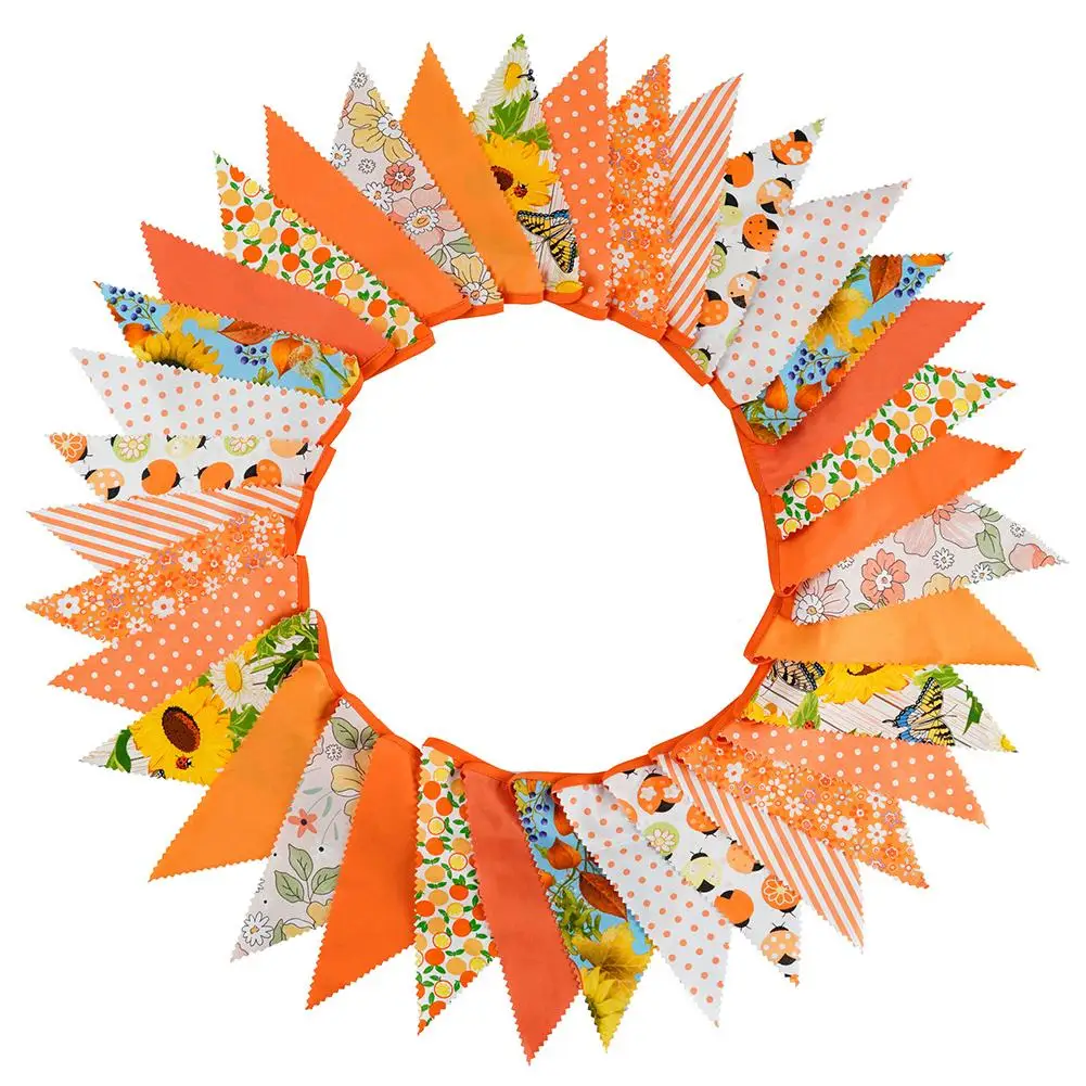 

10 Meter Fabric Flag Garland with 36 Triangular Flags for Indoor and Outdoor Celebrations and Event Decorations