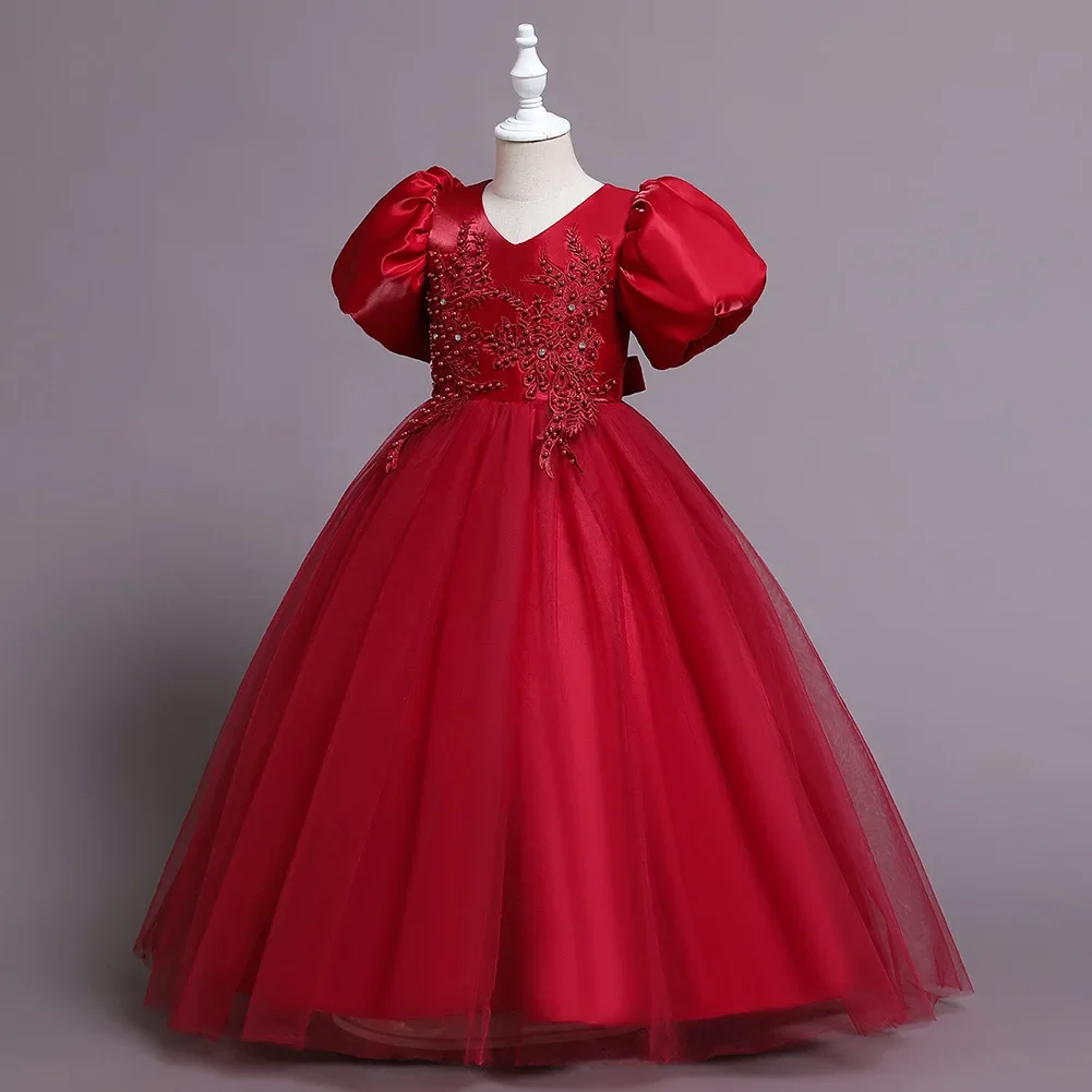 Robe de demoiselle d'honneur en dentelle pour filles, vêtements de Noël pour enfants, fête de mariage, princesse, enfants, 8, 12, 14 ans