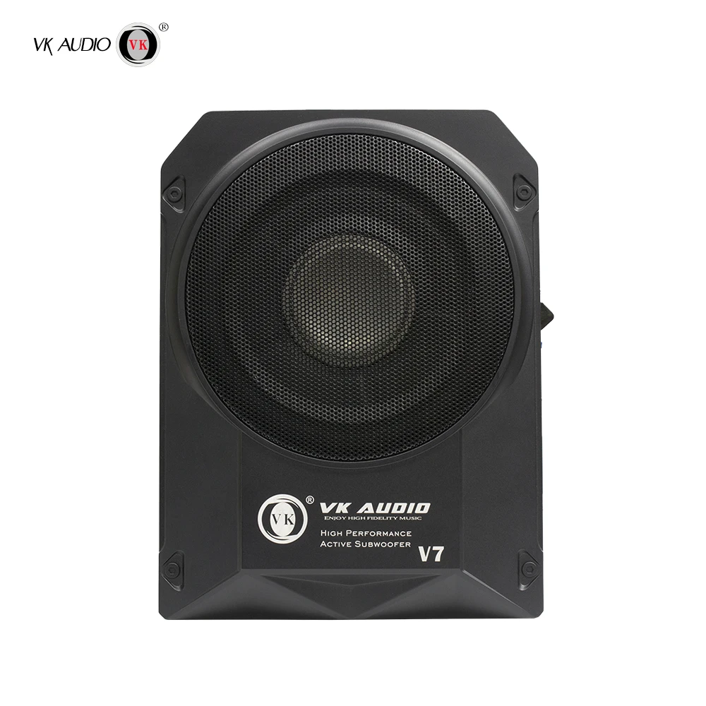 VK Powerful 10-Inch Deep Bass Underseat Subwoofer for Car Audio Slim Active Speaker 12V DC Paper Cone 1000W Max Power 20-500Hz