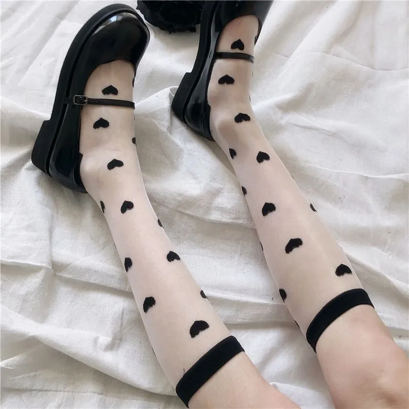 3 Colors Lolita Breathable Ultra-thin JK Stockings Love Socks Female Long Sock Lolita Soft Sister Jk Uniform Knee Sock