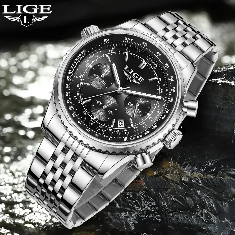 

LIGE лучший бренд класса люкс кварцевые наручные часы деловая мода повседневные мужские часы с простым циферблатом водонепроницаемые часы с автоматической датой для мужчин подарки